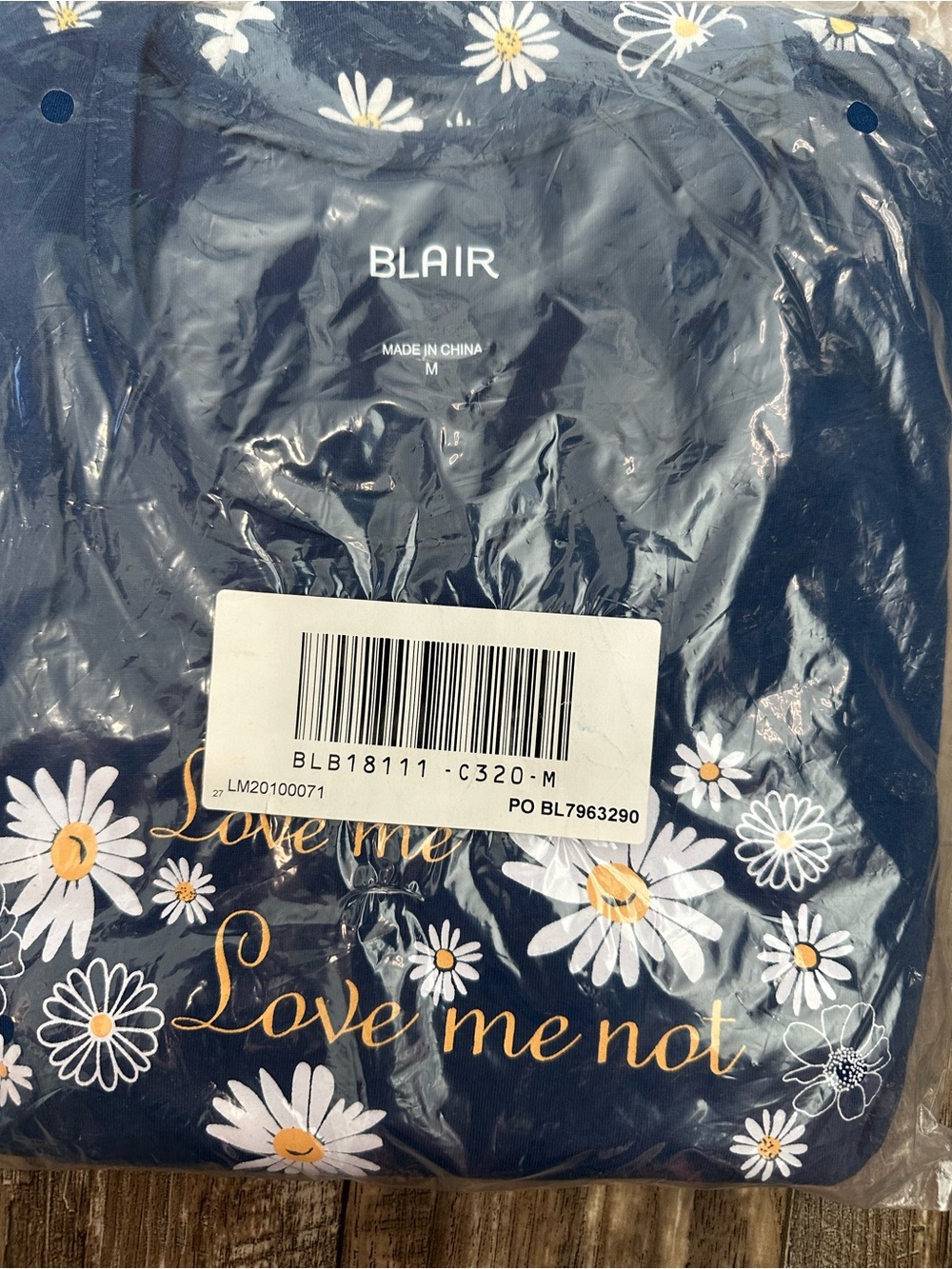 Blair Navy Blue Daisy‎ Pajama Set Size M Love Me Love Me Not 2 PC Lounge Set